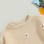 Mubineo Baby Girl Winter Clothes Cute Flower Sweater Crewneck Pullover Long Sleeve Knit Newborn Infant Sweaters (US, Age, 12 Months, 18 Months, Beige)