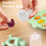 Silicone Baby Fruit Feeder & Freezer Nibble Tray Combo, Baby Teethers, Breastmilk Popsicle Molds for Teething Relief, BPA Free Fresh Food Feeder for Safe Infant Self Feeding (Sage Green)