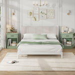 FOTOSOK Nightstand Set of 2, 2-Tier Side Table with Drawer and Storage Shelf, Bedside Table End Table, Modern Night Stand for Bedroom, Home Office, Green