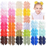 Choicbaby 60pcs 3 Inches Boutique Grosgrain Ribbon Pinwheel Hair Bows for Baby Girls, Toddler Bows Hair Clip Birthday Gifts In Pair
