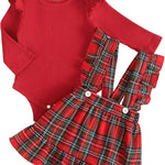 Kucnuzki Newborn Baby Girl Clothes Toddler Long Sleeve Ruffle Romper Top Infant Skirt Set Little Girl Overall Dress