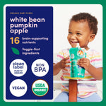 Cerebelly Organic Baby Food Pouches, White Bean Pumpkin Apple Purees, 16 Nutrients, No Added Sugar, Fiber & Non-GMO, 4oz, 12 Pack