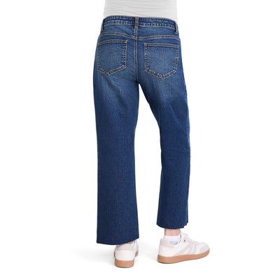 Motherhood Maternity Women's Under The Belly Wide Leg Ankle Denim Pregnancy Jeans with Elastic Inset Panels, Scion Wash, Medium