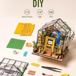 Rolife DIY Miniature House Kit Greenhouse, Tiny House Kit for Adults to Build, Mini House Making Kit with Furniture, Halloween/Christmas Decorations/Gifts for Family and Friends (Cathy's Greenhouse)