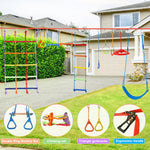 50ft Ninja Warrior Obstacle Course for Kids with Swing, Ninja Course for Kids Outside with 11 Accessories--Trapeze Swing, Climbing Net, Rope Ladder, Outdoor Playset with Monkey Bars