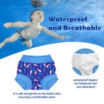 BIG ELEPHANT 2 Pcs Rash Guard Swim Diapers Sets for Unisex Baby, Boys Girls Long Sleeve Swimsuit with UPF 50+ Sun Protection Blue Shark