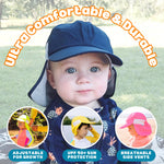 SwimZip Sun Hat with Neck Flap | UPF 50+ Protection for Baby, Toddler, and Kids Navy