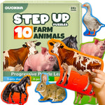 QUOKKA Toddler Puzzles Ages 2-4 - Large Floor Puzzles for Kids 3-5 - 8 Realistic Animal Shapes | Extra Thick Cardboard | Preschool Learning Game - 40 Big Piece Gift for Toddlers 1-3 Years Old