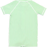 RUGGEDBUTTS Spring Green Seersucker Short Sleeve One Piece Rash Guard - 3-6m
