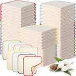Mixweer 96 Pcs Flannel Cloth Baby Wipes Reusable Baby Diapers Wipes Washable Natural Unbleached Face Wipes Soft and Sturdy Cloth Wipes 8 Colors Outer Stitching 8 x 8 Inches
