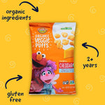 Earth's Best Organic Veggie Puffs for Toddlers 2 Years Old and Up, Cheddar Flavor, 1.55 Ounce Bag