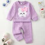 Kucnuzki Baby Girl Fall Winter Clothes Purple Crewneck Sweatshirt Plain Long Sleeve Shirts Cute Tops Baby Pants 12 18 Months Girl Clothes Toddler Outfit
