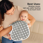 KeaBabies 4-Pack Baby Burp Cloths Baby Girl, Boy - Organic Cotton Burp Cloth, Extra Large, Absorbent, Soft Burping Cloths & Bibs Set for Babies, Newborn Burp Clothes, Thick Burp Rags (Grayscape)