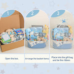 Baby Boy Gifts,Baby Shower Gifts for Boys,Large Baby Boy Gift Basket Set with Swaddle Rattle Toys,Essential Stuff,Gender Reveal Gifts for New Parents