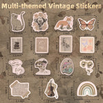 200Pcs Vintage Stickers, Aesthetic Scrapbook Stickers for Water Bottle, Notebook Junk Journaling, Waterproof Vinyl, for Kids Teenagers Adults