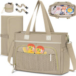 RAINSMORE Diaper Bag Tote, Large Diaper Baby Bag Waterproof Multifunctional Diaper Bag with Pacifier Case & Changing Pad