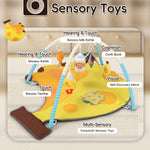 Heypappy Tummy Time Mat, 9-in-1 Banana Baby Play Gym Mat, Oversize Baby Play Activity Mats with Sunshade & 6 Detachable Sensory Toys, Washable Non-Slip Mat for Newborn Infant Baby Essentials Gift