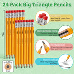 V-Opitos 24 Pack Jumbo #2 HB Pencils for Kids, Triangle Shape Pre-sharpened Wood-Cased Pencils with Top Erasers, Ideal Home, Kindergartens, School Classroom Supplies