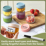 NETANY 6 Pack Glass Baby Food Storage Containers - 4 oz Baby Jars with Lids | Microwave, Dishwasher & Freezer Safe | Includes 10 Labels for Meal Prep & Organization