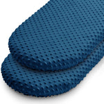 Entisn Baby Crib Sheets 2 Pack, 28 x 52 Inch Minky Dot Fitted Crib Mattress Sheet for Boys, Soft and Warm Fleece Nursery Bedding for Standard Toddler Bed Mattresses (Navy Blue)