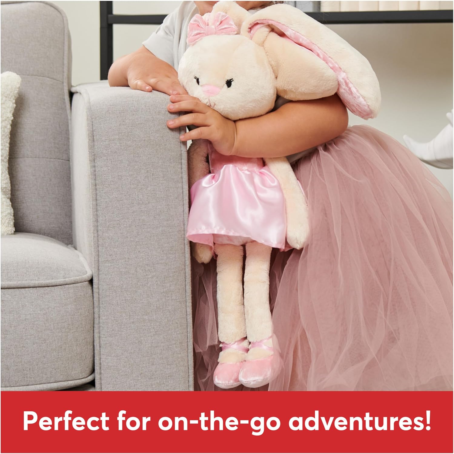 GUND Take-Along Friends Plush, Curtsy Ballerina Bunny, Bunny Stuffed Animal for Ages 1 and Up, Pink, 15"