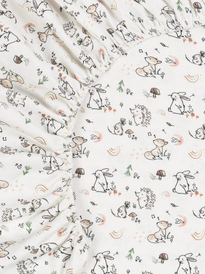 Under The Nile Organic Cotton Playpen/Playard Sheet - Woodland Babies, 37" x 29"