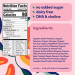 Cerebelly Organic Baby Food Pouches, Sweet Potato Peach Dairy-Free Smoothies, 16 Nutrients, No Added Sugar, Fiber & Non-GMO, 4oz, 6 Pack