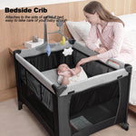 Pack and Play, Baby Bassinet Bedside Sleeper with Diaper Changer, Baby Playard, Baby Travel Playpen, Portable Baby Crib with Carry Bag, Easy to Install