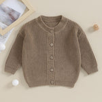 Newborn Baby Girl Boy Cute Long Sleeve Button Up Cardigan Toddler Knit Sweater Infant Fall Winter Clothes (Khaki, 0-3 Months)