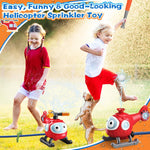 Water Sprinkler Baseball Toy for Kids, 2 in 1 Helicopter Water Sprinkler T Ball Set with 2 Spray Modes, Summer Outdoor Water Spray Toys for Toddlers Yard, Ages 3+