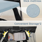 Lilian&Gema 2-in-1 Travel Crib, Portable Crib with Backpack, Lightweight Baby Travel Playpen, Foldable Play Yard with Thick Mattress for Babies & Toddlers, Baby Travel Essential
