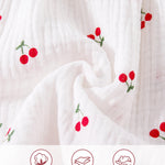 Vibebox Baby Girl Dresses 3-6 Months Ruffle Sleeveless Button Cotton Clothes Birthday Gifts Infant Girls 6 Months White Cherries Summer Beach Garden Party Wedding Casual Dress with Cute Hat and Bag