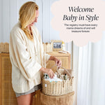 BEBE BASK Premium Baby Diaper Caddy Organizer - Handmade & Award-Winning Scalloped Rattan Basket - Luxury Diaper Caddy Basket - Elegant Scalloped Edge (Natural)