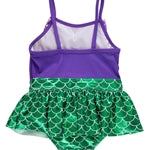 RuffleButts Girls UPF50+ Sun Protection Princess Sleeveless One Piece Swimsuit - Shiny Mermaid Princess, 3-6m