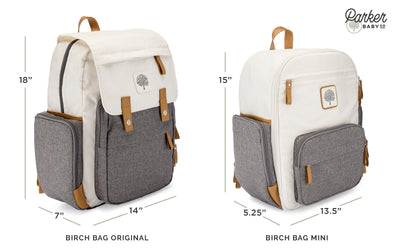 Parker Baby Diaper Backpack - Large Diaper Bag with Insulated Pockets, Stroller Straps and Changing Pad -"Birch Bag" - Cream