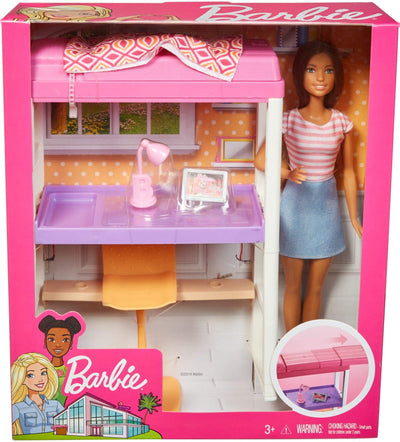 Barbie Doll & Furniture Set, Loft Bed with Transforming Bunk Beds
