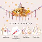 CERETIA Stuffed Animal Hammock with LED Light, Toy Hammock for Stuffed Animals Storage for Kids, Stuffed Animal Hammock Corner, Rainbow