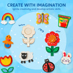 JOYIN 12 Wooden Magnet Creativity Arts & Crafts Painting Kit for Kids, Decorate Your Own Painting Gift for Easter Basket Stuffers, Birthday Parties and Family Crafts, Party Favors for Boys Girls