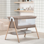 Delta Children Bondi Beechwood by The Bed Bassinet with PureAir Breathable Mesh Sheet and FSC-Certified Wood, Tan