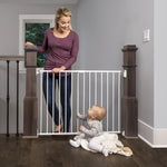Regalo Safety 24"-40.5" Extra Wide Baby Gate for Stairs & Hallways, Hardware Mounted 2-in-1 Stair Gate for Babies, Toddlers, & Pets, White