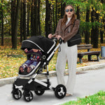 Kinder King 2 in 1 Convertible Baby Stroller, Folding High Landscape Infant Carriage, Newborn Reversible Bassinet Pram, Adjustable Canopy, Diaper Bag, Anti-Shock Toddler Pushchair Stroller, Black