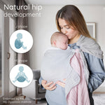 Ring Sling Baby Carrier - USA Lab Tested, 100% Natural Cotton Muslin, Breathable & Ergonomic Ring Sling Grey Rose