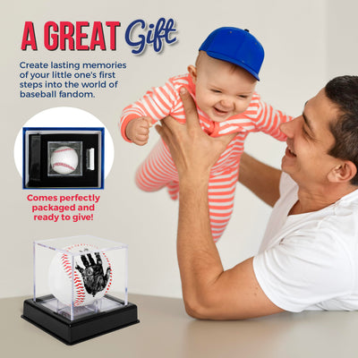 Circa Print Baby Baseball Handprint Ornament Kit, Ink Pad for Baby Hand and Footprints - Unique Baby Keepsake for Dads, Baby Shower Present for New Moms, Newborn Gifts