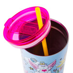 Silver Buffalo Care Bears Double Walled Stainless Steel Tumbler with Straw - 22 Ounces, Featuring Grumpy, Love-A-Lot, Cheer, Wish, and Good Luck Bears