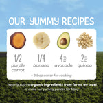 Happy Baby Organics Stage 2 Baby Food Pouches, Gluten Free, Vegan & Healthy Snack, Clearly Crafted Fruit & Veggie Puree, Purple Carrots, Bananas, Avocados & Quinoa, 4 Ounces (Pack of 16)