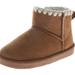 Avalanche Boys Girls Fuzzy Boots Baby Kids Snow Warm Cozy Winter Boots - AV-Chestnut Size 3 Infant