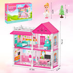 Princess'Castle House for Girls, Dollhouse Playset, 2-Story 4 Rooms Playhouse with 1 Doll Toy Figure and Furniture & Accessories, Toy Gifts for Kids 3 4 5 6 7 8 9+ Year Old