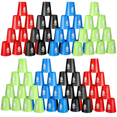 Libima 96 Pcs Sports Stacking Cups Set, Classic Stacking Games Speed Training Game for Boy Girl Teenager Adult Family Party Challenge Competition Travel Gift(Blue, Green, Black, Red)