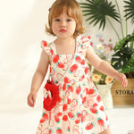 18-24 Months Girl Clothes Baby Girls Dress Infant Summer Outfits Toddler Casual Ruffle Sleeve Strawberry Red Sundress with Cute Red Bag