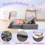 IdeaKey Modular Kids Play Couch, Toddlers Couch Building Set, Children Convertible Play Fort, Kids Sofa for Playroom and Bedroom, Rectangular Armrests